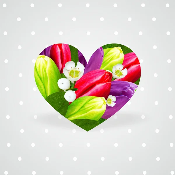 아름다운 꽃 구성 카드 사랑 발렌타인 데이 — 스톡 사진