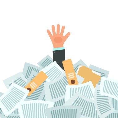 businessman under a lot of documents clipart