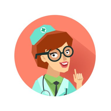 Nurse dressed in a white lab coat  clipart