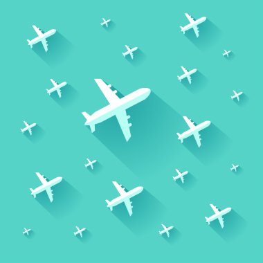 background with airplanes and long shadows clipart