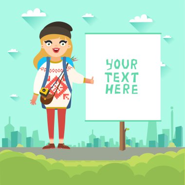 Büyük çanta ile seyahat kız