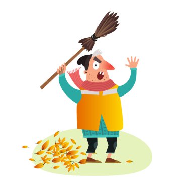 Yardman süpürme sonbahar bağırmayı bırakır