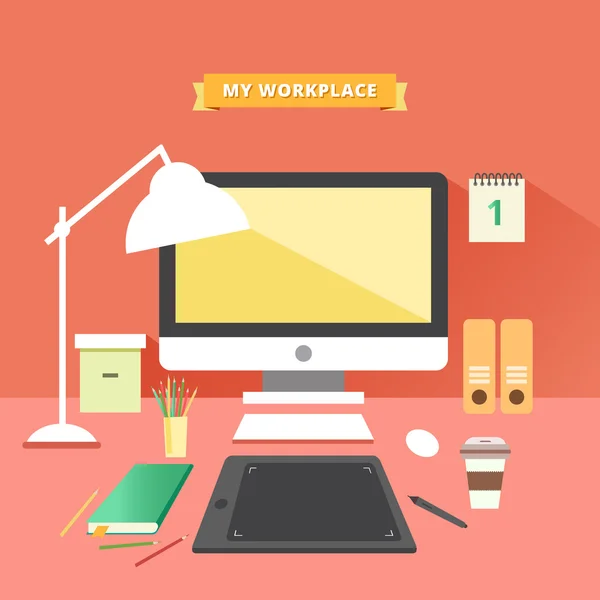 Freelancer work place concept — Stockvector