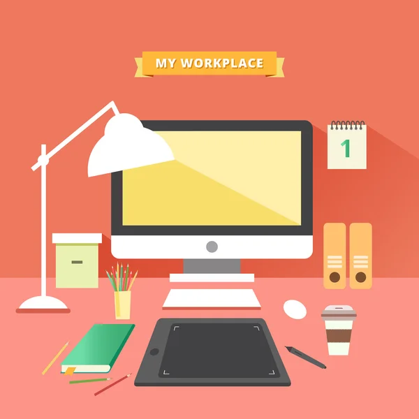 Freelancer lugar de trabajo concepto — Vector de stock