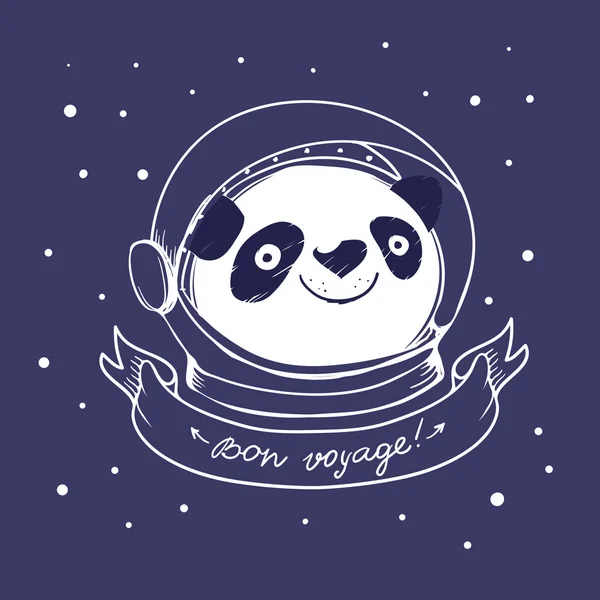 Panda astronaute dessiné à la main — Image vectorielle