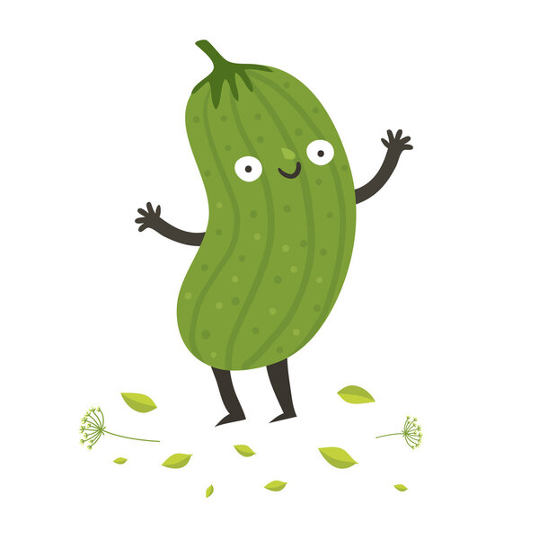 Cute funny cartoon cucumber