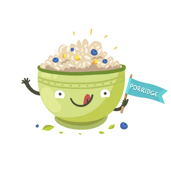 Carino carattere porridge sorridente — Vettoriale Stock