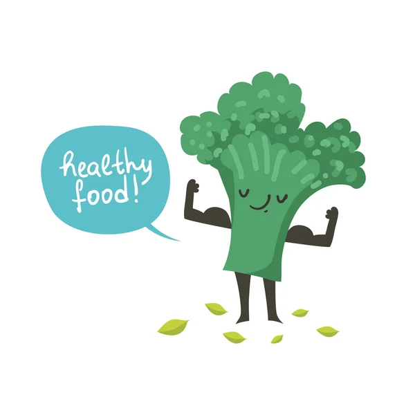 Schattig broccoli stripfiguur — Stockvector