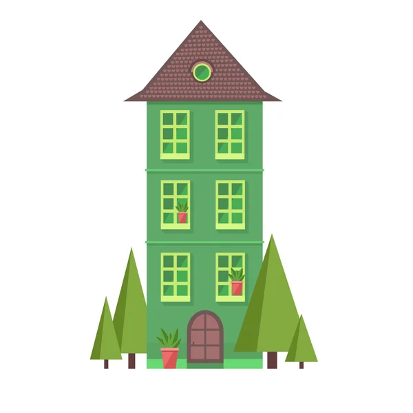 Zielony dom z drzew — Wektor stockowy
