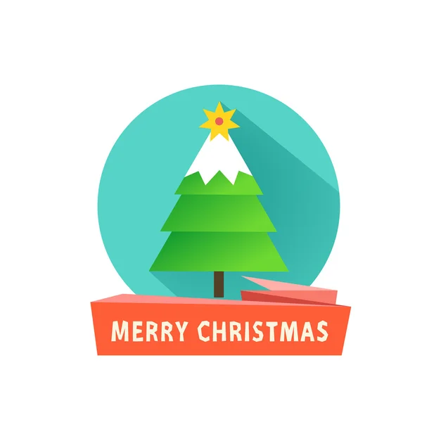 Noel ağacı ile düz simgesi — Stok Vektör