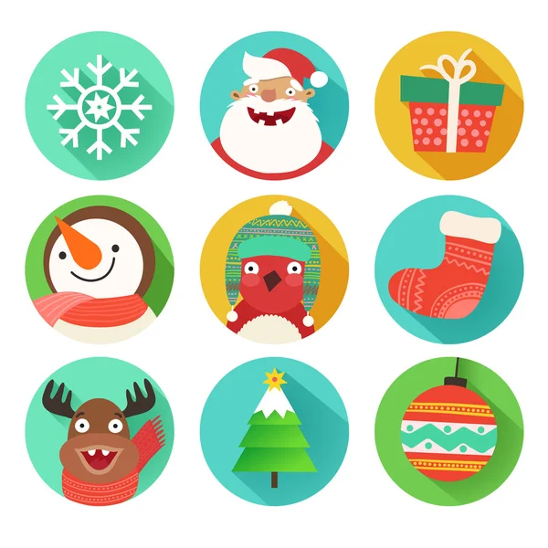 Set de iconos planos de Navidad — Vector de stock