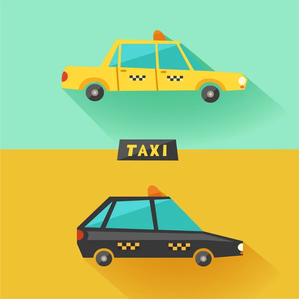 Gele en retro Zwarte Taxi Cabs. — Stockvector