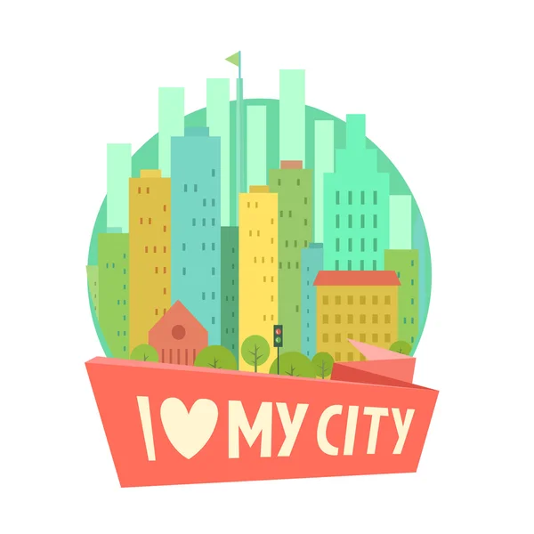 Achtergrond met I Love My City — Stockvector