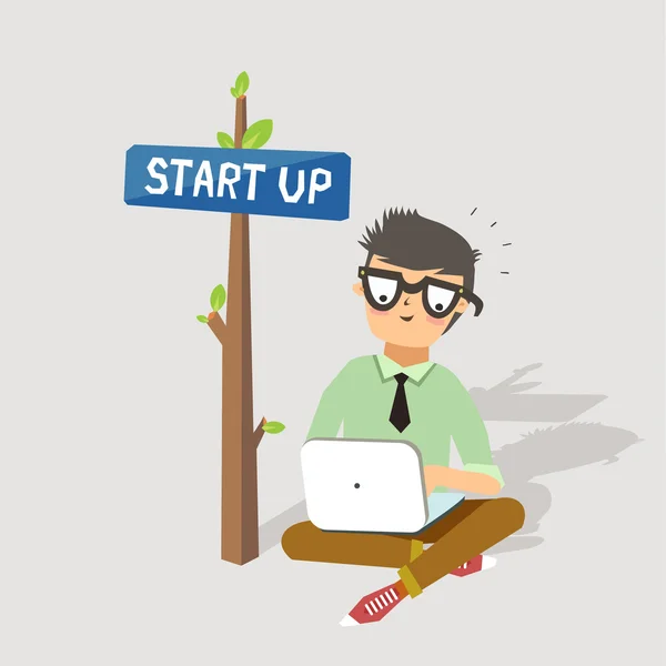 Businessman working on new project — Stock Illustration Businessman working on new project Royalty Free Stock Illustrations