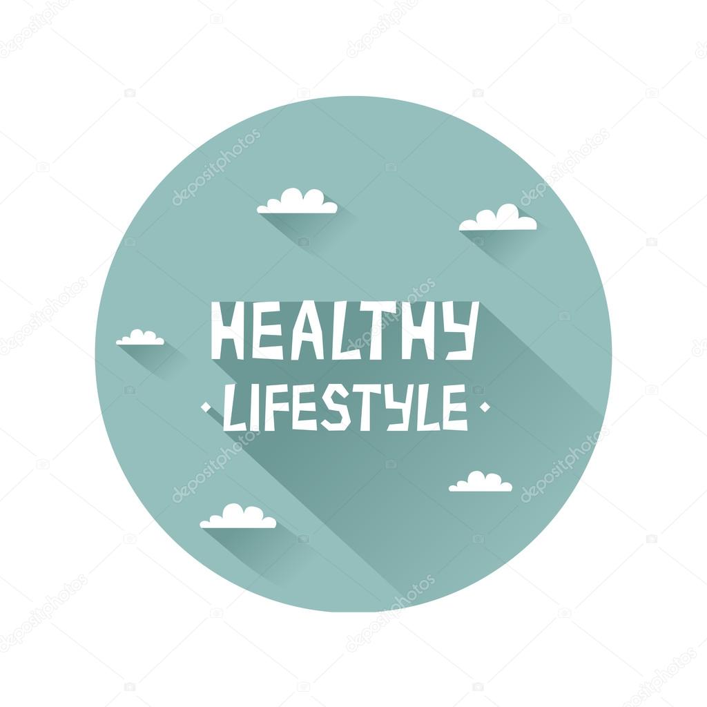 Round logo concept for healthy lifestyle, vector colorful illustration in flat style