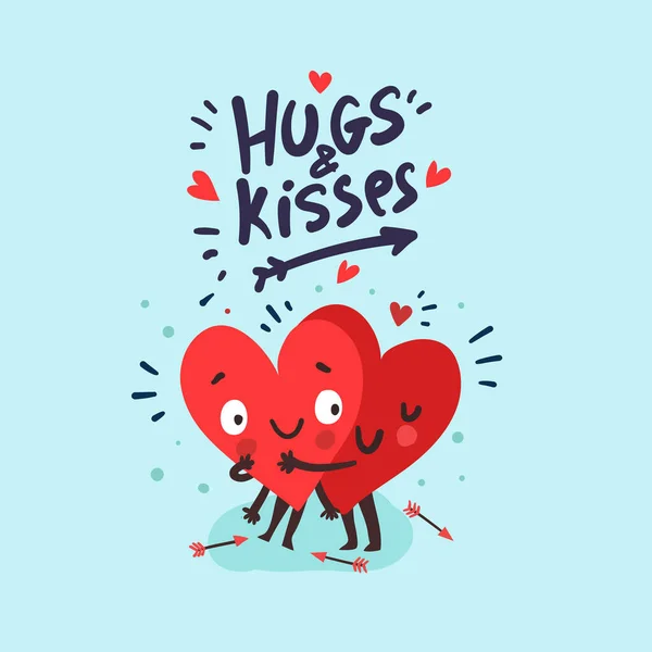 Casal Conceito Amor Dois Corações Bonitos Abraçando Letras Desenhadas Mão Ilustrações De Stock Royalty-Free