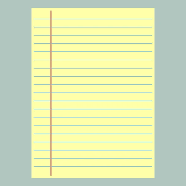 Žlutá linkovaný papír — Stockový vektor