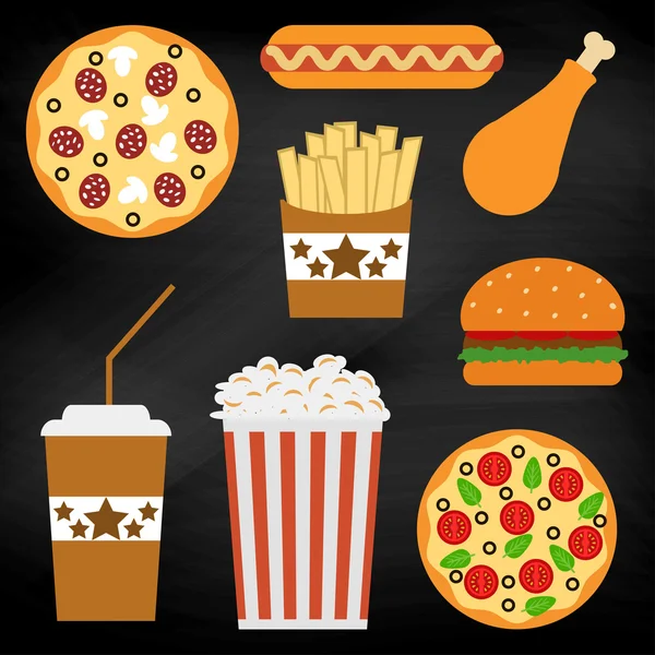 Conjunto de iconos de comida rápida — Vector de stock