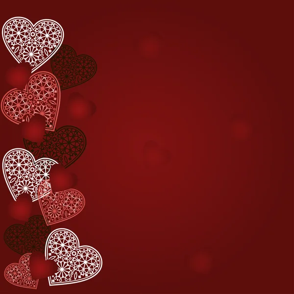 Abstract vector red background with hearts — Stock Vector