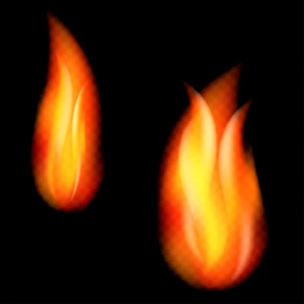 Brandende vlammen op zwarte achtergrond — Stockvector