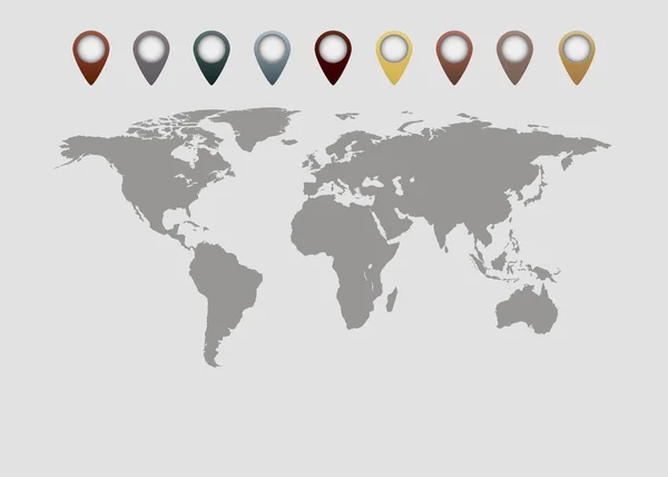 Mapa del mundo vectorial con ubicación — Archivo Imágenes Vectoriales