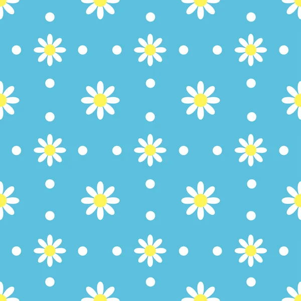 Blauer nahtloser Hintergrund mit Gänseblümchen — Stockvektor