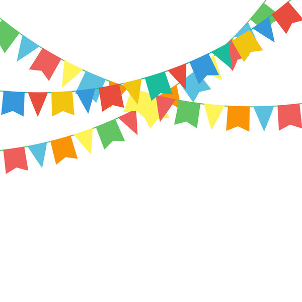 Multicolored bright buntings flags garlands