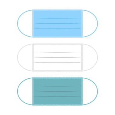 Beyaz arkaplanda izole edilmiş tıbbi maske vektör simgesi seti