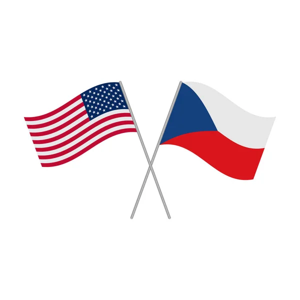República Checa Banderas Americanas Aisladas Sobre Fondo Blanco Ilustración Vectorial — Vector de stock
