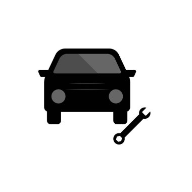 Araba tamir ikonu beyaz arka planda izole edildi. Vektör illüstrasyonu