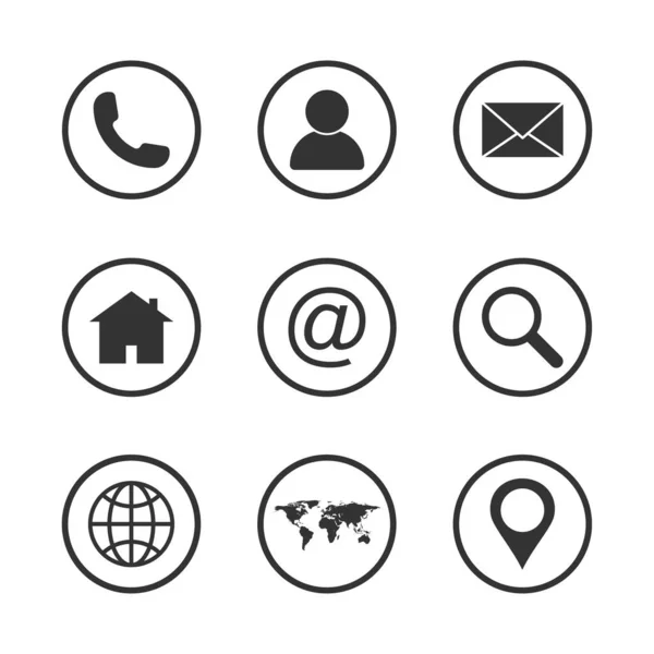 Web simgesi seti. Web sitesi simge vektörü beyaz arkaplanda izole edildi. İletişim simgesi