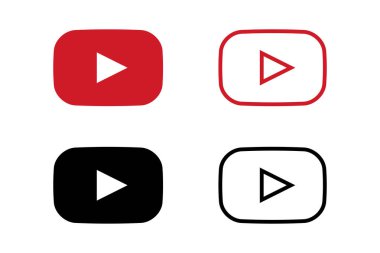 Beyaz arkaplanda izole edilmiş vektör simgeleri ve video çalma düğmelerini oynat