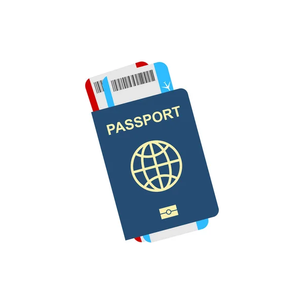 Passeport Avec Billets Isolés Sur Fond Blanc Illustration Vectorielle — Image vectorielle