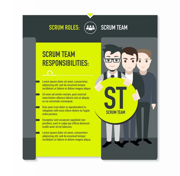 Responsabilidades da equipa Scrum — Vetor de Stock
