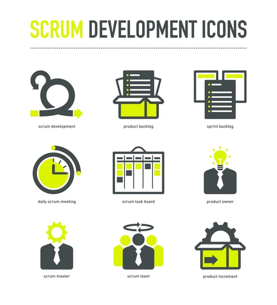 Iconos de metodología de desarrollo Scrum — Vector de stock