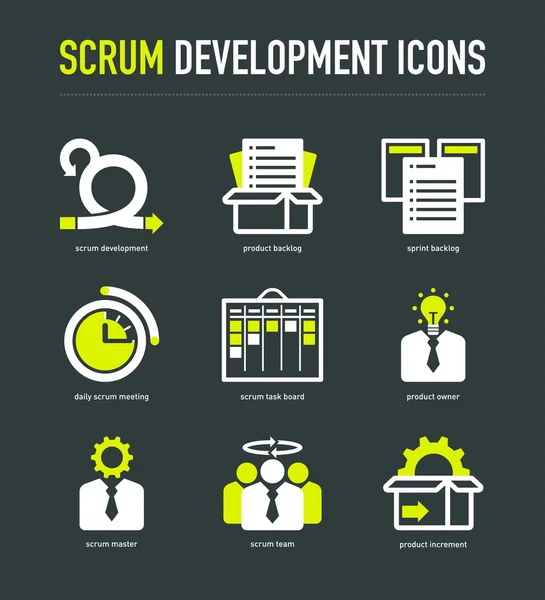 Scrum icônes de méthodologie de développement — Image vectorielle