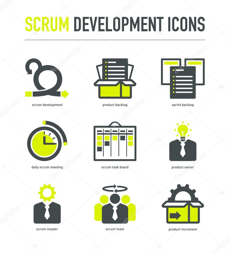 Scrum development methodology icons 