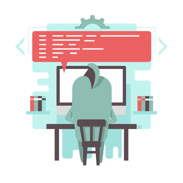 Komik programcı karakter kod yazma