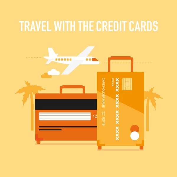 Viajar con las tarjetas de crédito — Vector de stock