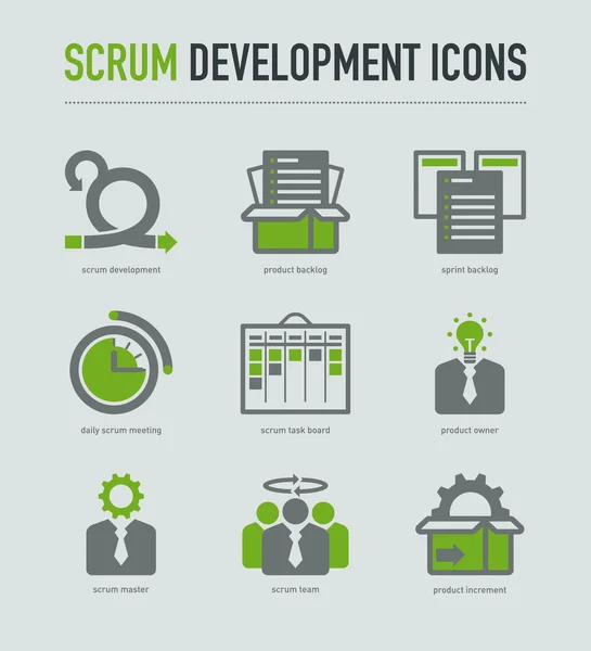 Iconos de metodología de desarrollo Scrum — Vector de stock