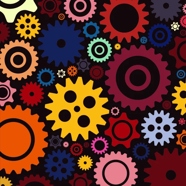 Parlak renkli dişli arka plan. Düz tasarım.