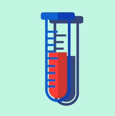 Kan, düz tasarım, vektör çizim tıbbi test tüpü