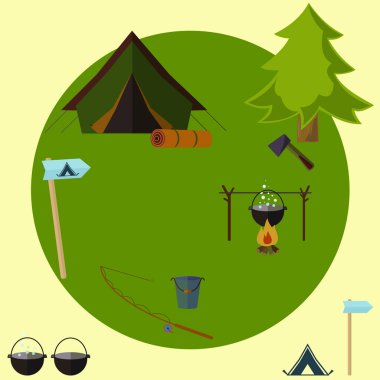 Kamp simgeler. Vektör öğeleri.