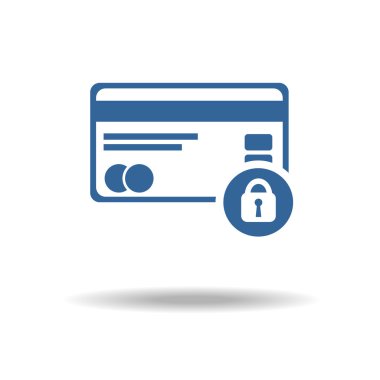 Kredi kartı güvenlik simgesi. Kredi kartı ve asma kilit. Güvenli bir ödeme kavramı