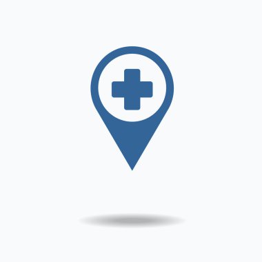 Harita işaretçi simgesi ile çapraz. Simgeler web düz simgesi, bir küme. EPS 10.