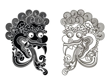 Mythological god's masks. Balinese style. Barong. clipart