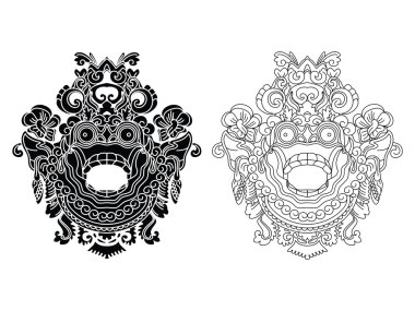 Mythological god's masks. Balinese style. Barong. vector Mythological god's masks. Balinese style. Barong. vector