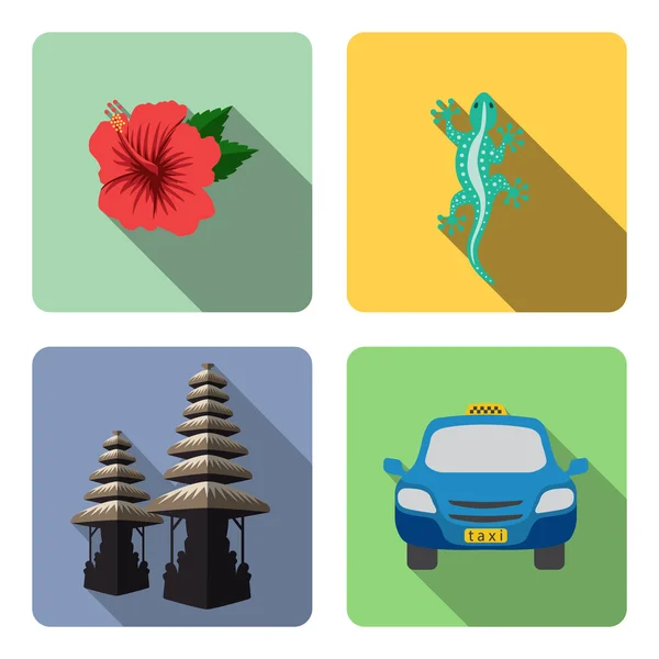 Bali. Set van plat pictogrammen. — Stockvector