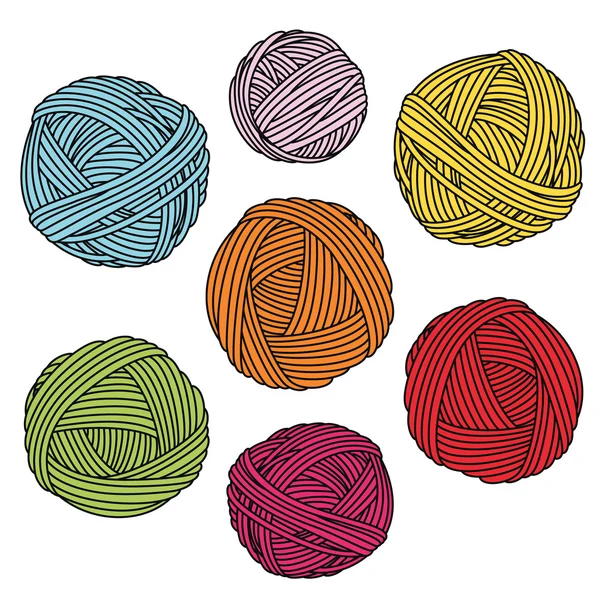 Colorful yarn balls. Wool skeins. — Stock Vector