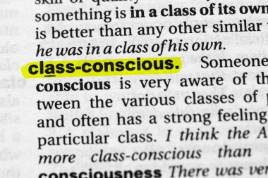Vurgulanmış kelime sınıfı bilinçli kavram ve anlamı.